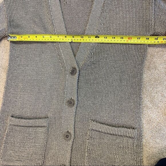 BANANA republic Taupe button front metallic platinum coloured cardigan sweater S - Picture 10 of 11